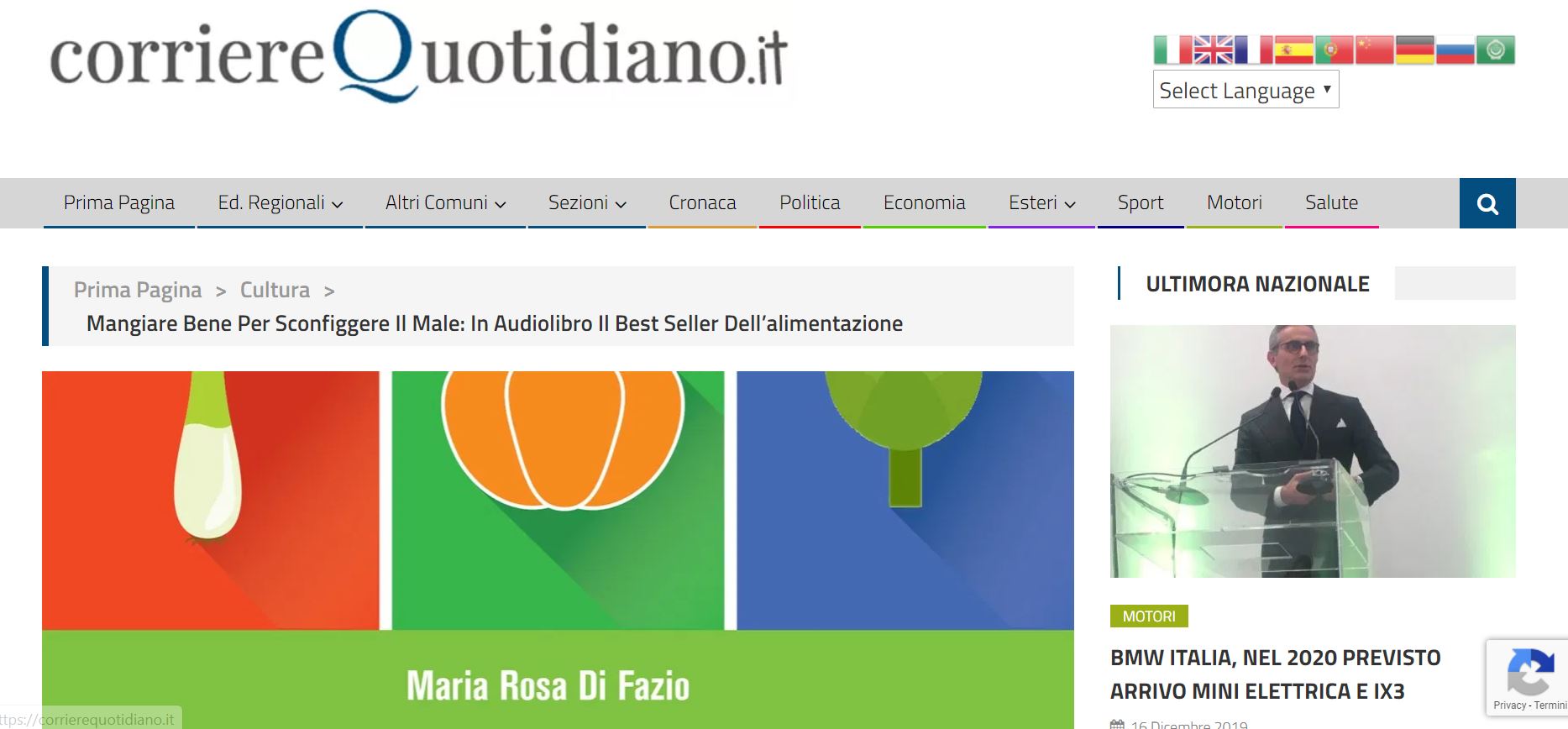 Mangiare bene per sconfiggere il male su CorriereQuotidiano.it - Mind ...