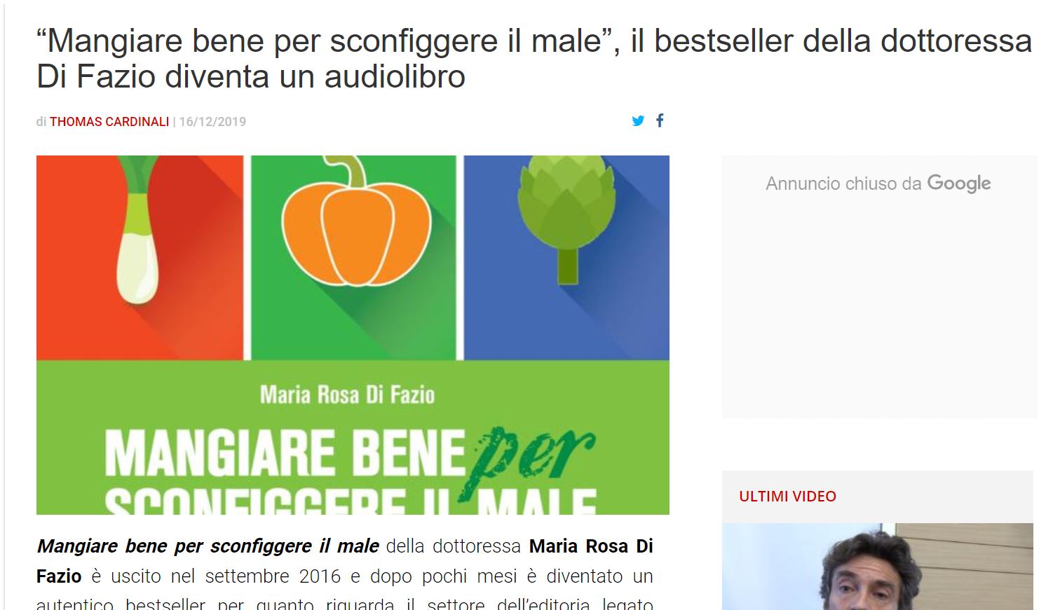 Mangiare bene per sconfiggere il male su Giornalettismo, 16/12/2019 ...