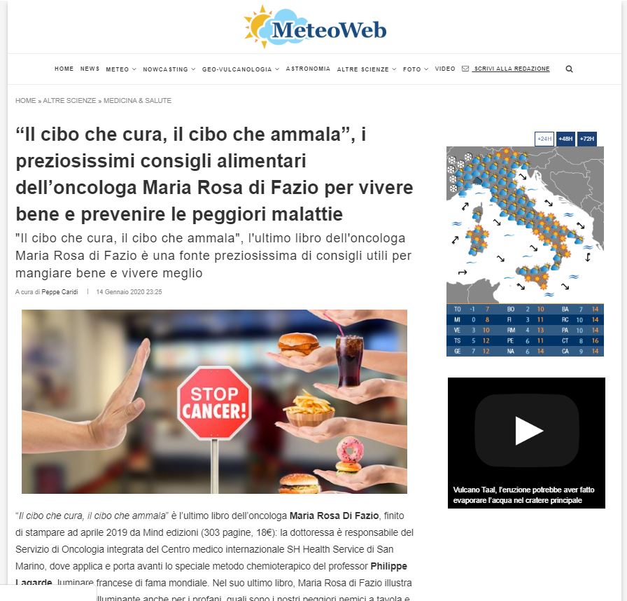 Il Cibo Che Cura Il Cibo Che Ammala Di Maria Rosa Di Fazio Su Meteo Web 14 01 Rassegna Stampa Articoli Mind Edizioni